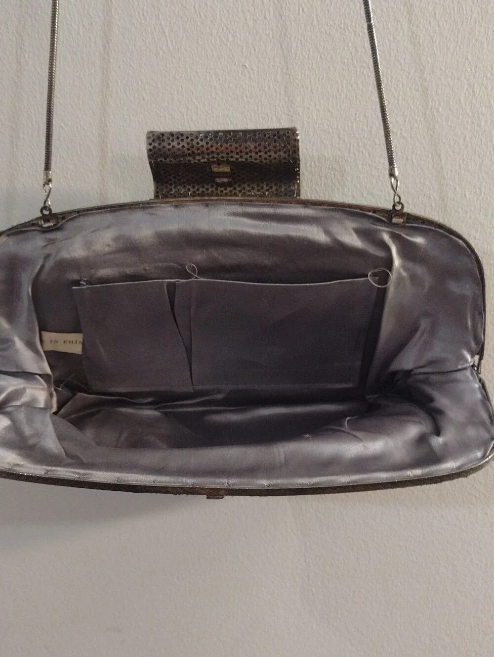 Beaded Black & Silver Evening Clutch Bag